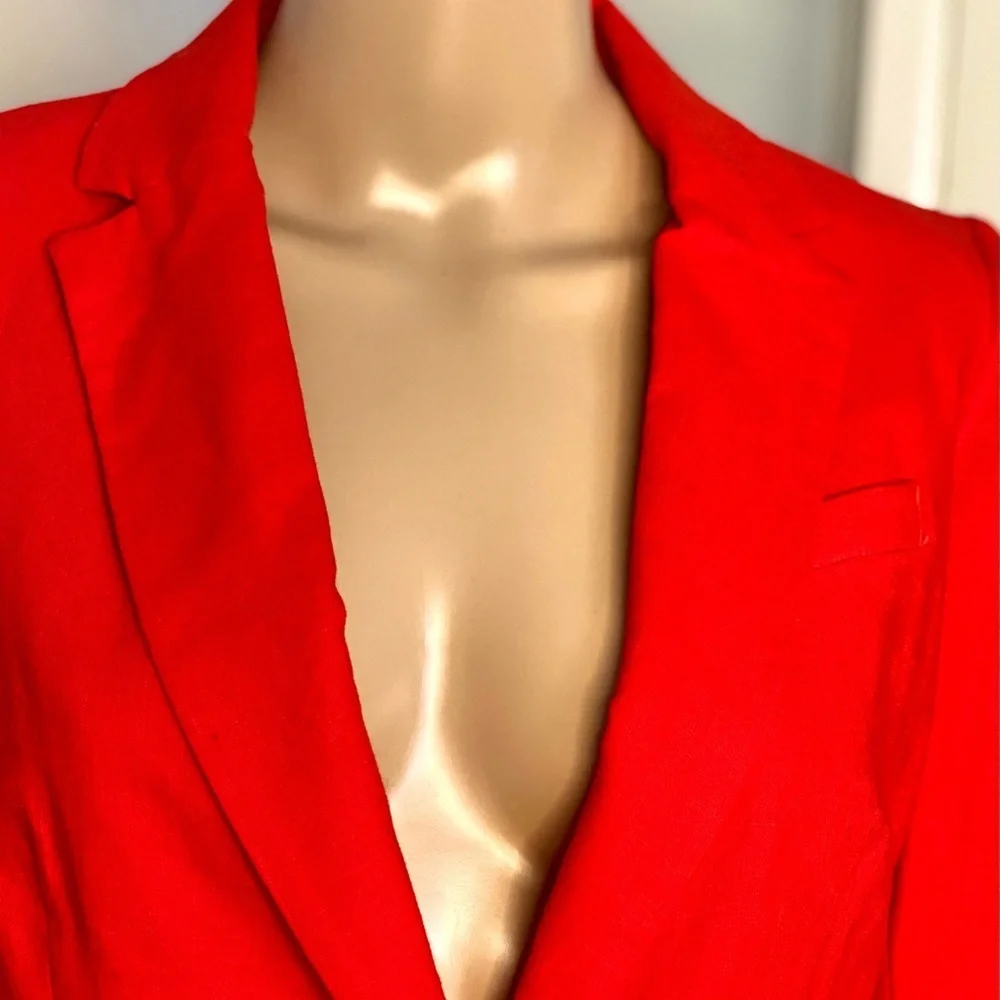 Adrienne Vittadini Women's Orange/Red Linen Blazer - Size USM - Picture 5 of 16